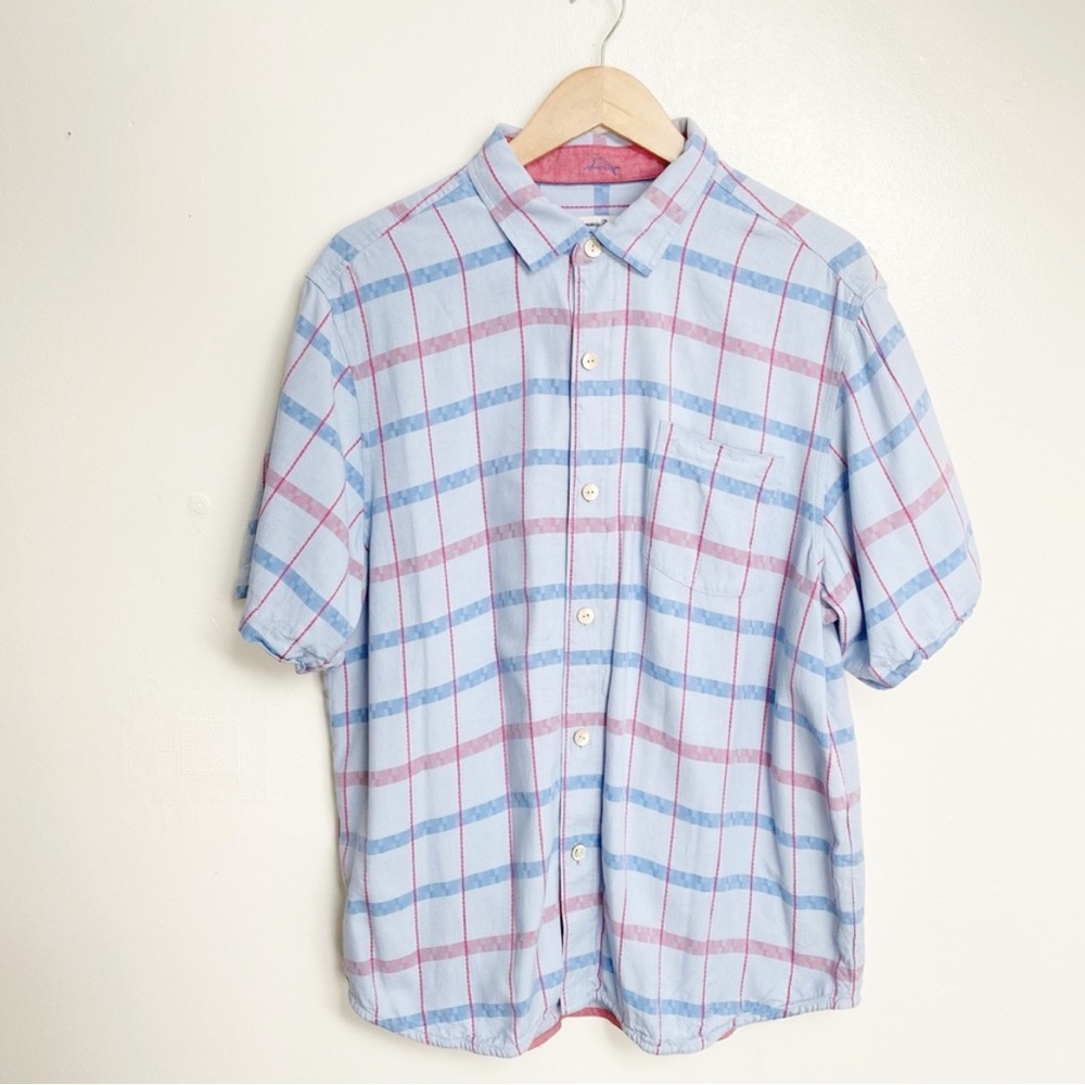 Tommy Bahama Plaid Woven Button Up Short Sleeve Shirt